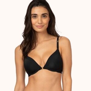 NWT Lively The Front Close No-Wire Mesh Inset Bra in Black